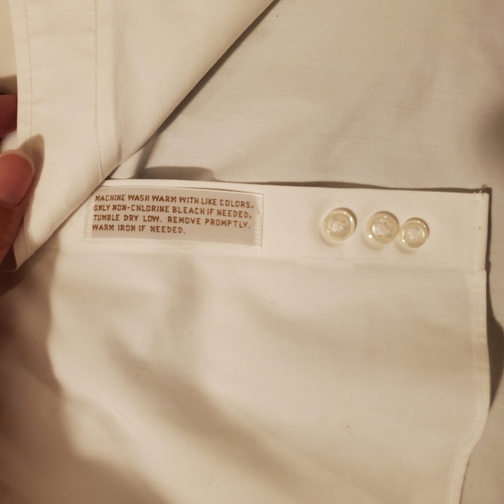 Nordstrom N 16.5 S 34 Wrinkle Free White Long Sleeve Buttondown Collared Shirt - Picture 4 of 4